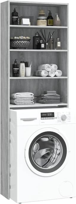Gecheer Wasmachinekast, grijs, Sonoma 64 x 24 x 190 cm, rek voor wasmachine, ruimtebesparend, kast boven wasmachine, rek voor toilet, P815952 — thumbnail 4