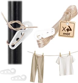 Waslijn met staalkern - Droogkoord stevig - Kleding drogen buiten - Weerbestendig kunststof - 10 meter - Transparant — thumbnail 1