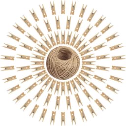 Houten Wasknijpers Set van 100 Stuks met 30 m Jute Touw voor Foto's en Creatieve Projecten — thumbnail 1