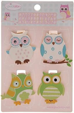 Houten Uil Klemmen - Decoratie Clips - Foto's Ophangen - Set van 4 - 3.5 cm Hoog - Multicolor — thumbnail 5