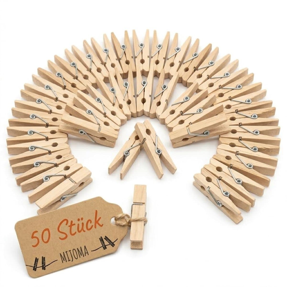 Allecto - Mini-wasknijpers - Decoratieve klemmen - Creatieve knutselprojecten - Houtkleurig - Geschikt voor foto's - 50 stuks - Perfect voor gesche... — afbeelding 1