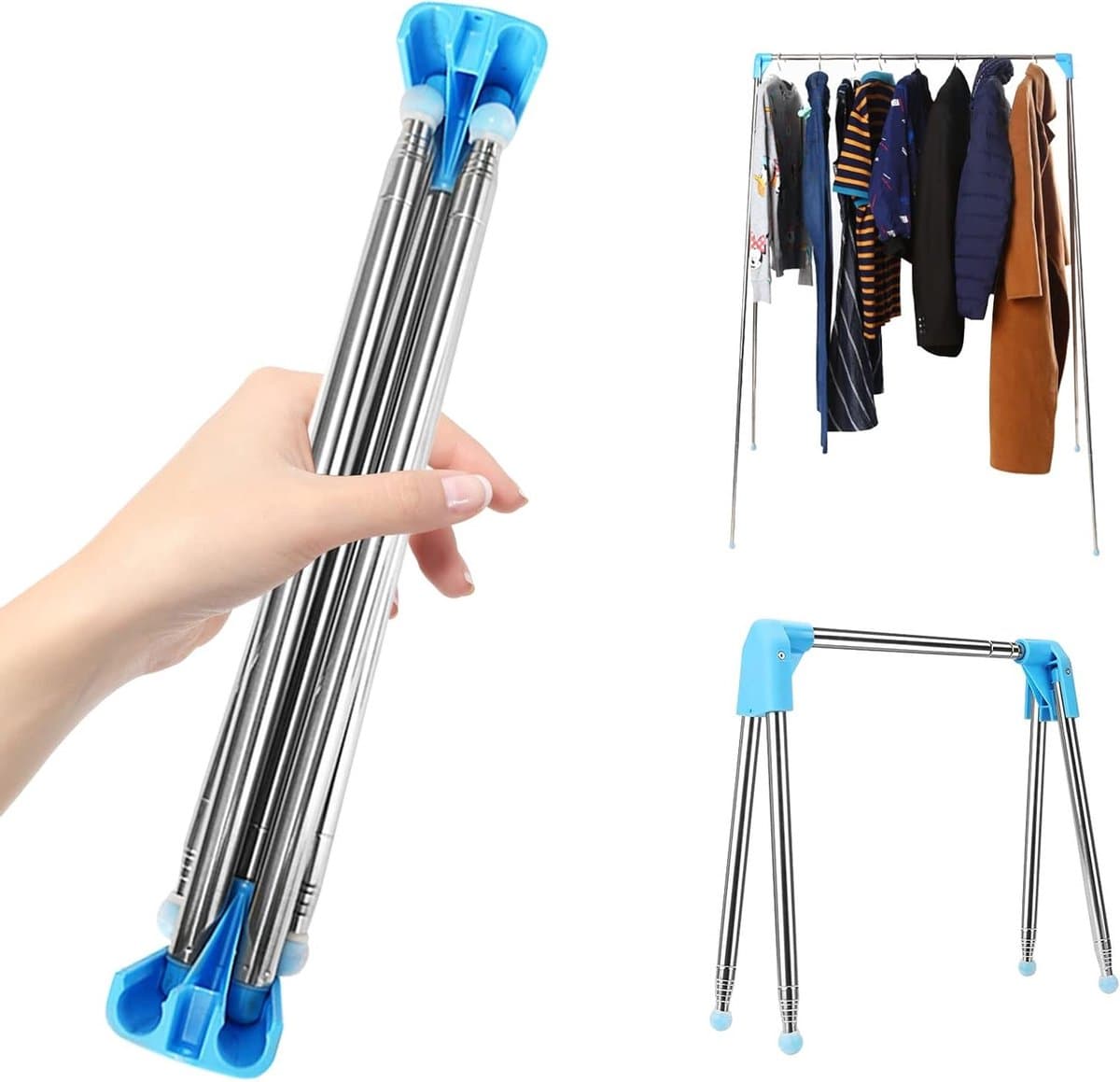 Verstelbare Kledingrek voor Thuis en Reizen, Opvouwbaar Droogrek voor Kleding, Ideaal voor Kamperen en Buitenactiviteiten — afbeelding 1