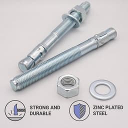 Wigankers - Metalen pluggen Ankerbout - Beton Bevestigen - Verzinkt Staal - M20 x 200 mm - Zilver — thumbnail 2