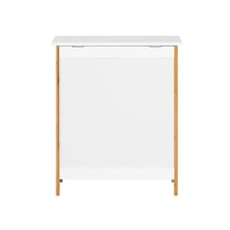 Roossentials wasmand - Opvouwbare wasmand - Wasmand met deksel - Waskist - Wasbox - MDF wit geschilderd- Hout - Bamboe - Tot 80 kg — thumbnail 2
