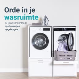 Washcab® Wasmachine Kast - Wasmachine Verhoger - Wasmachine Ombouw - Met lade - Wit - Duo Set Low 1 — thumbnail 3