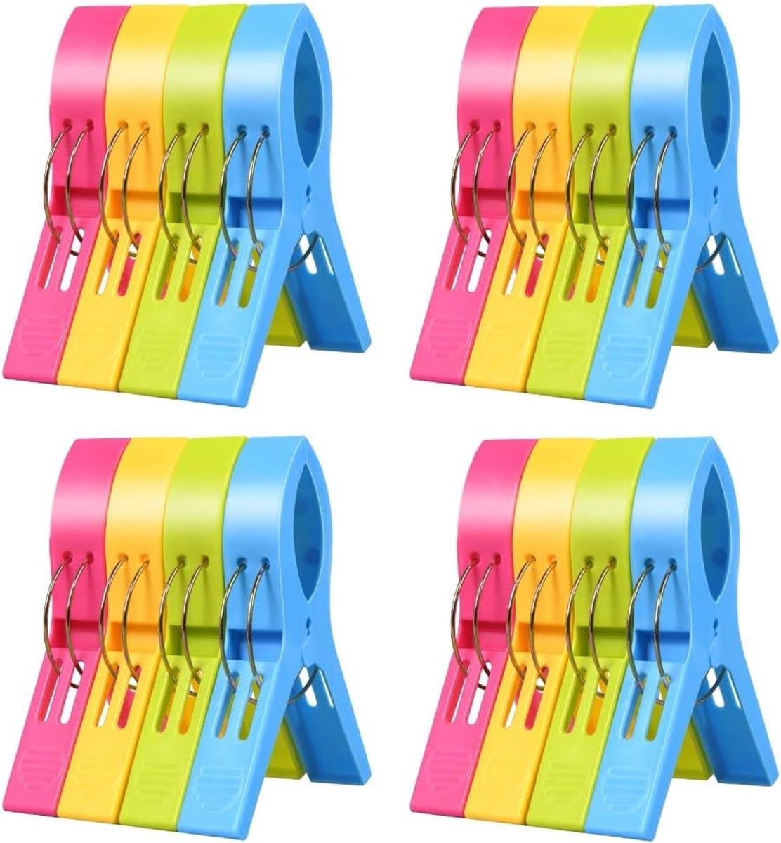 16 Stuks Grote Multicolor Kledingknijpers van Plastic, Winddichte Knijpers voor Handdoeken, Dekens en Wasgoed — afbeelding 1