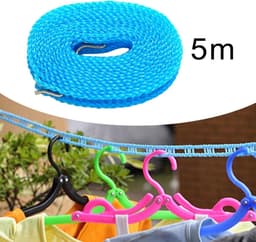 Waslijn - Draagbaar - Kamperen Reizen - Winddichte Haken - 500 cm - Blauw — thumbnail 2