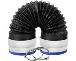 Ulisem - Droogafvoerslang - 10cm aluminium - 6 lagen folie - Inclusief rubberen ringen en 2 klemmen - Buigzaam en brandvertragend - Geschikt voor smalle ruimtes en wasruimte - Universele pasvorm - 1.5m/5ft