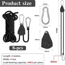 MTTProducts - Rope Tensioner - Kabelspanner - Ideaal voor planten en tenten - 8 stuks - Verstelbare ratchet met touwrem - Handig voor camping en indoor.. — thumbnail 4