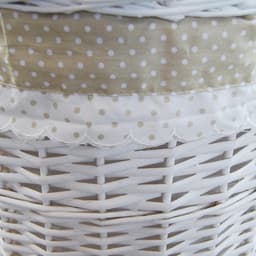 Wasmand Wilgentenen - Wasbox Rond - Kleding Opbergen - Met Pluche Beer - 60 Liter - Wit — thumbnail 2