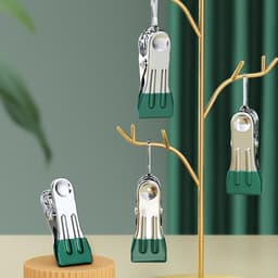 Wasknijpers - Klemhangers Clips - Kleding Drogen - Roestvrij Staal - 5.5 cm - Groen — thumbnail 4