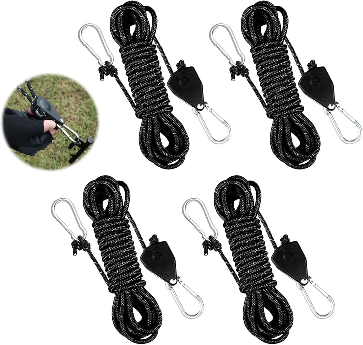 Spanner - Reflecterende trekkoordspanner - 4 meter - Meerkleurig — afbeelding 1