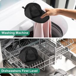 Cap Washer - 2x zwart - Waszak voor Petten - met 2x wit wasframes - Vormbehoud - houder - Pet Wassen - Universeel Maat - Dames en Heren - waszakken voor baseballcaps - 35x23x13cm — thumbnail 2