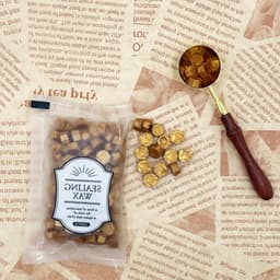 Gouden Wasbolletjes Set met 1 Smeltlepel - 100 Stuks voor Stempels, Uitnodigingen, Enveloppen en Cadeauverpakkingen — thumbnail 2