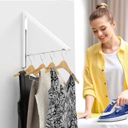 QTTVBTNA - 2 Stuks Droogrek - Kledingstang - Inklapbaar - Wandmontage Wasrek Kledingrek - Ruimtebesparend Inklapbaar Ontwerp - Voor Was Drogen Handdoeken Kleding en Binnen Gebruik - Stevig Duurzaam en Lichtgewicht - Wit — thumbnail 4