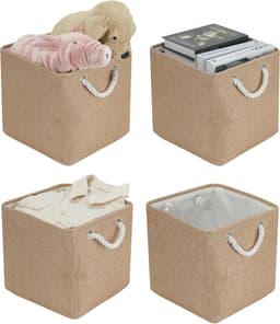 4 stuks opvouwbare opbergdozen – 33x33x33 cm, geschikt voor Kallax, kleding, speelgoed (khaki) — thumbnail 1