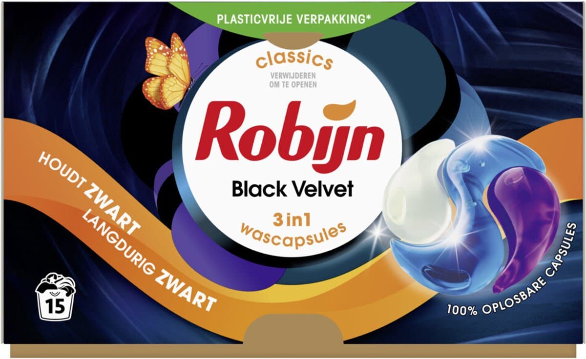Robijn Wascapsules 3-in1 Black Velvet 15 stuks — afbeelding 1