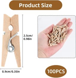 Dailygoods- Wasknijpers 100 Stuks - Mini-Wasknijpers 25 mm - Houten Klemmen - Milieuvriendelijk - Duurzaam - Voor Decoraties en Foto's — thumbnail 2