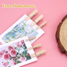 Dailygoods- Wasknijpers Mini Houten Set - 165 Stuks - Decoratieve Klemmen - 10 m Jute Touw - Natuurlijk Hout - Stevige Veer — thumbnail 5