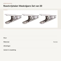Dailygoods- Wasknijpers 20 Stuks - Roestvrij Staal - Kleding Clips - Sterke Klemkracht - Handzaam Ontwerp - Voor Ondergoed en Wasgoed - Kledingclips — thumbnail 4