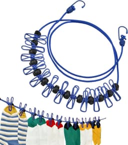 Reiswaslijn - Draagbare drooglijn - Kleding Drogen - Winddicht Antislip - 3.7 Meter - Blauw — thumbnail 1