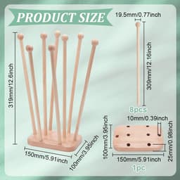 Dailygoods- Droogrek voor Plastic Zakken - Herbruikbare Zak Houder - 8 Pilaren - Beukenhout - Stabiele Basis - Afmetingen 100x150x319mm - Afdroogrek — thumbnail 2