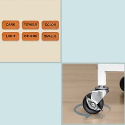 VASAGLE - Wasmand - Wassorteerder - 4 Vakken en Planken - 150L Mobiele - Uitneembare Tassen — thumbnail 5