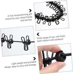 Waslijn Set - Droogtouw Met Clips - Buiten Kleding Drogen - Winddicht Ontwerp - 2 Delig - Zwart — thumbnail 4