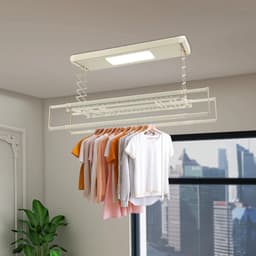 Damenzo - Droogrek - Wasrek - Droogrek uittrekbaar - Droogrek elektrisch - LED verlichting - 125×31×110 cm - Draagvermogen 35 kg - Wit — thumbnail 4