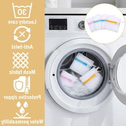 Set van 4 anti-plakkende waszakken voor delicate was, mini mesh waszakken, opvouwbare opbergtas voor waspods en geurige kralen — thumbnail 4