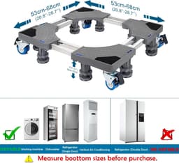 Wasmachine Verhoger op Wielen – Verstelbaar 53-68 cm – Anti-Trilling – 400 kg Draagkracht — thumbnail 4