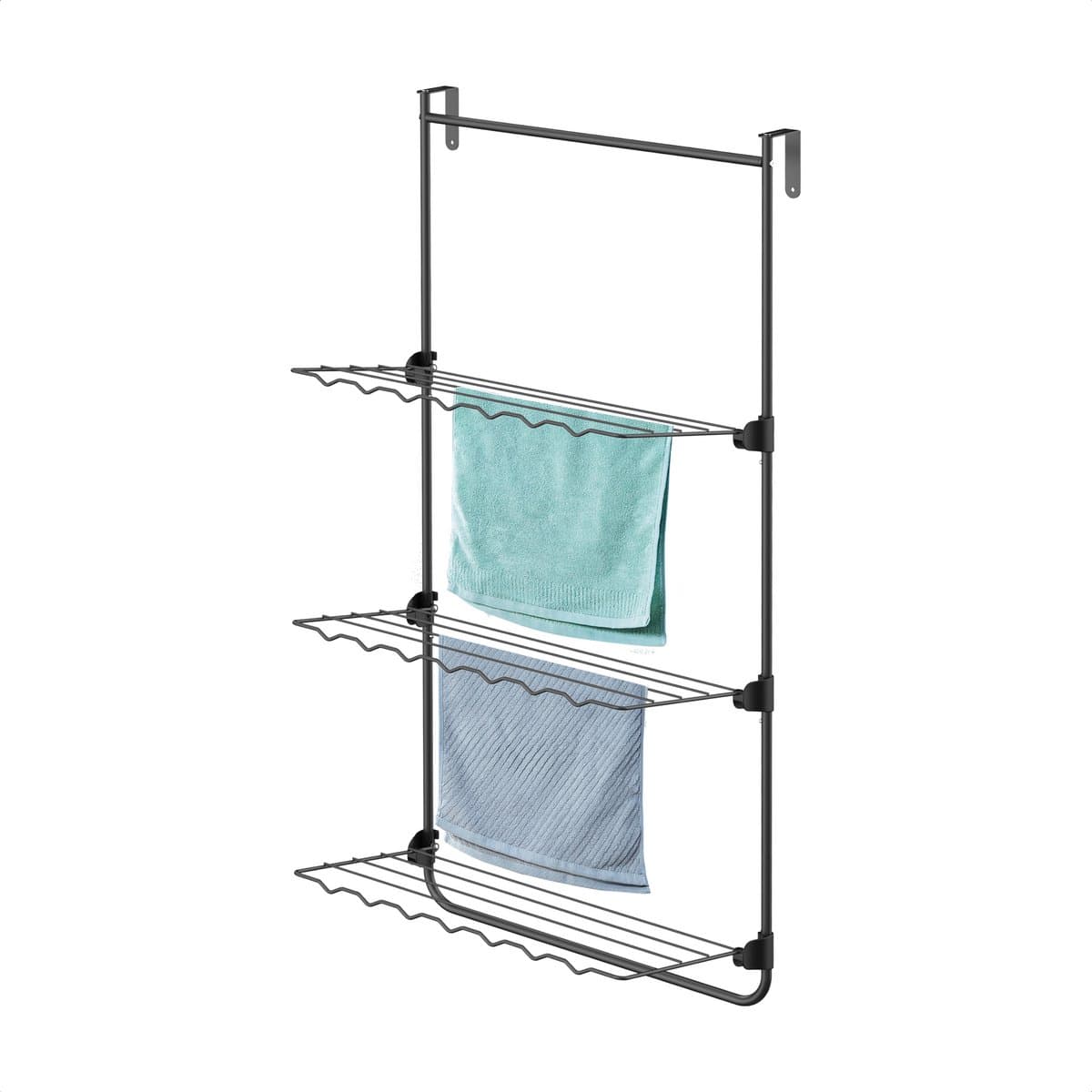 Bodo® Droogrek Hangend - 10m - Ophangbaar aan Deur of Wand - Zwart — afbeelding 1