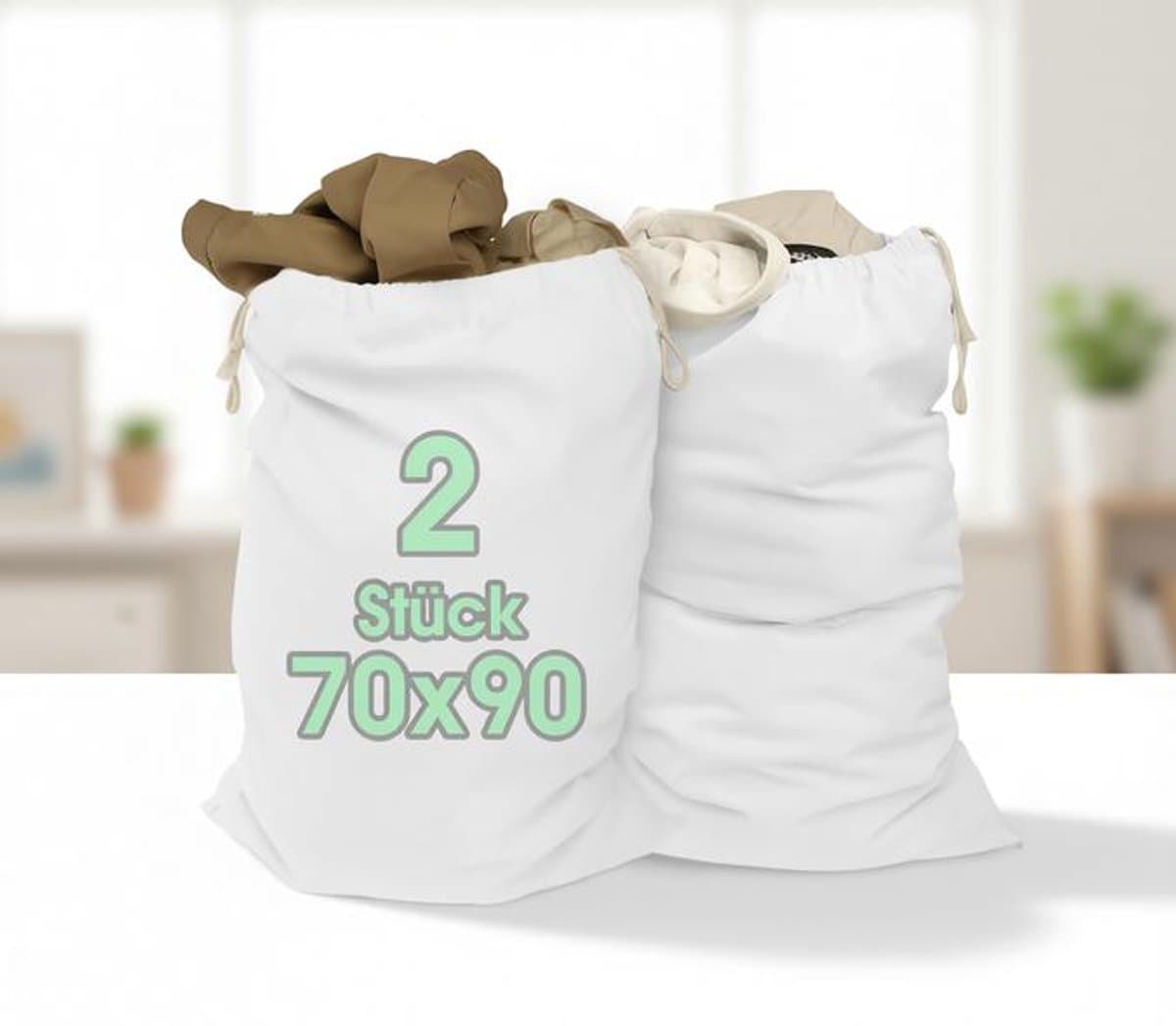 Maison Elara XXL Waszak Wit 70x90cm - Extra Grote Heavy Duty Waszak met Trekkoord — afbeelding 1