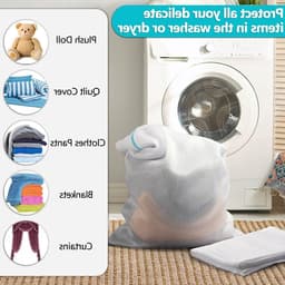 Grote wasnetten voor delicate kleding, 2 stuks, 90x110 cm, wit, rits, polyester gaas — thumbnail 5