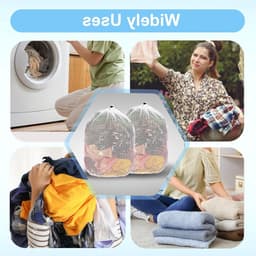 Set van 3 Mesh Waszakken voor Delicate Kleding, Machinewasbare Trekkoord Tas voor Sokken, Ondergoed en Broeken (30x40cm, 40x50cm, 50x60cm) — thumbnail 2
