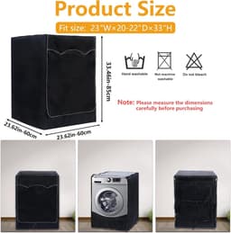 Wasmachine Hoes - 60*60*85 cm - Wasmachine Beschermhoes - Wasmachine Beschermer - Wasdroger Beschermhoes - Wasmachine Overtrek - Waterdicht, Zonwerend en Stofdicht - Stofhoes - voor toilet, badkamer, tuin, balkon - zwart — thumbnail 5