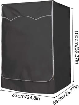 Wasmachine Hoes - 63*68*100 cm - Wasmachine Beschermhoes - Wasmachine Beschermer - Wasdroger Beschermhoes - Wasmachine Overtrek - Waterdicht, Zonwerend en Stofdicht - Stofhoes - voor toilet, badkamer, tuin, balkon - zwart — thumbnail 5