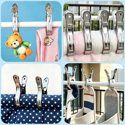 Wasknijpers Roestvrij Staal - Grote Klemmen - Kleding Ophangen - Windbestendig Antislip - 20 Stuks 9 cm - Zilverkleurig — thumbnail 5