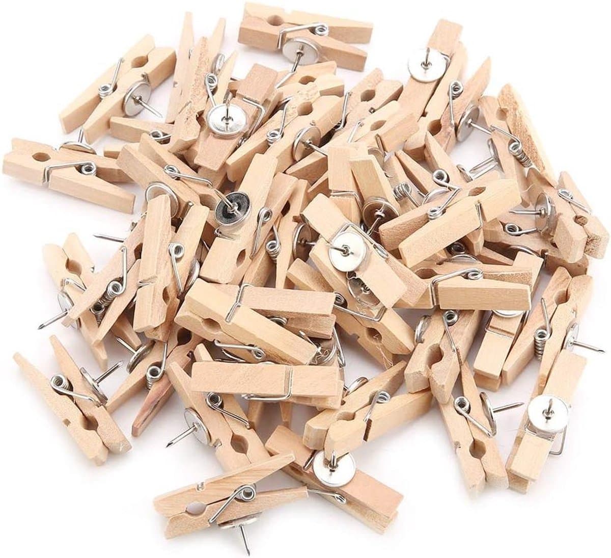 Houten Clips - Kleine Knijpers - Foto's Ophangen - Natuurlijke Afwerking - 35x7 Mm - Houtkleur — afbeelding 1