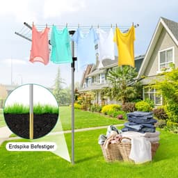 Wasrek-Droogmolen-Metalen Buitentuinscherm Drogeregel-Lichtgewicht, Inclusief Tas-Zilver+Groen. — thumbnail 2