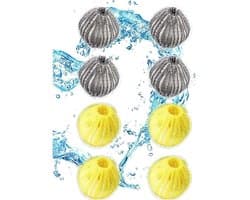 Haarbal Wasmachine - Pluisvanger Haarverwijderaar - Kleding Schoonmaken - Zacht Nylon Materiaal - 8 Stuks - Geel en Grijs
