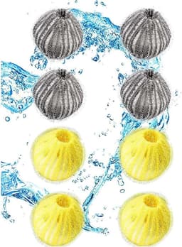 Haarbal Wasmachine - Pluisvanger Haarverwijderaar - Kleding Schoonmaken - Zacht Nylon Materiaal - 8 Stuks - Geel en Grijs — thumbnail 1