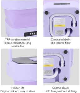 Dailygoods - Draagbare wasmachine - Mini-wasmachine met centrifuge - 10 liter - Inklapbare wasmachine - Geschikt voor thuis en onderweg - Compact formaat — thumbnail 2