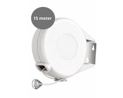 V&P Products® Uittrekbare Waslijn 15 Meter – Flexibele Roldrooglijn voor Binnen en Buiten – Inclusief Bevestigingsmateriaal - Wit — afbeelding 1