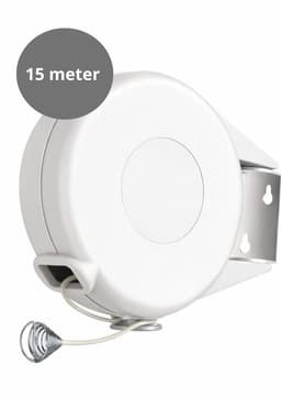 V&P Products® Uittrekbare Waslijn 15 Meter – Flexibele Roldrooglijn voor Binnen en Buiten – Inclusief Bevestigingsmateriaal - Wit — thumbnail 1
