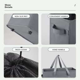 Slimme opvouwbare wasmand - Waterdichte stof, handgrepen en gaasdeksel - 45 liter capaciteit — thumbnail 5