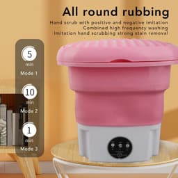 Dailygoody - Draagbare wasmachine - Mini-wasmachine - Opvouwbaar ontwerp - Roze - Voor babykleding en ondergoed - Handig voor thuis en reizen — thumbnail 2