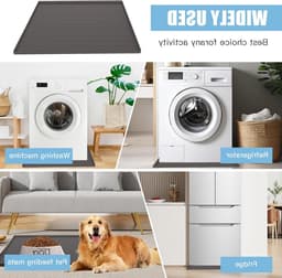 Herbruikbare Silicone Vloermat 60 x 60 cm met Verhoogde Rand voor Koelkast, Vriezer en Wasmachine - Grijs, Antislip, Waterdicht — thumbnail 2