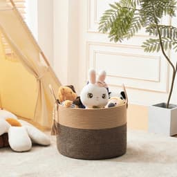 OmGoods - Dailygoody - Wasmand - Gevlochten - Groot formaat - 65 liter - Opbergmand voor speelgoed en dekens - Praktische wasverzamelaar - Jute en zwart — thumbnail 2