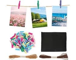 Houten Wasknijpers - Mini Knijpers - Foto Ophangen - Kleurrijk Decoratief - 100 Stuks - Multicolor